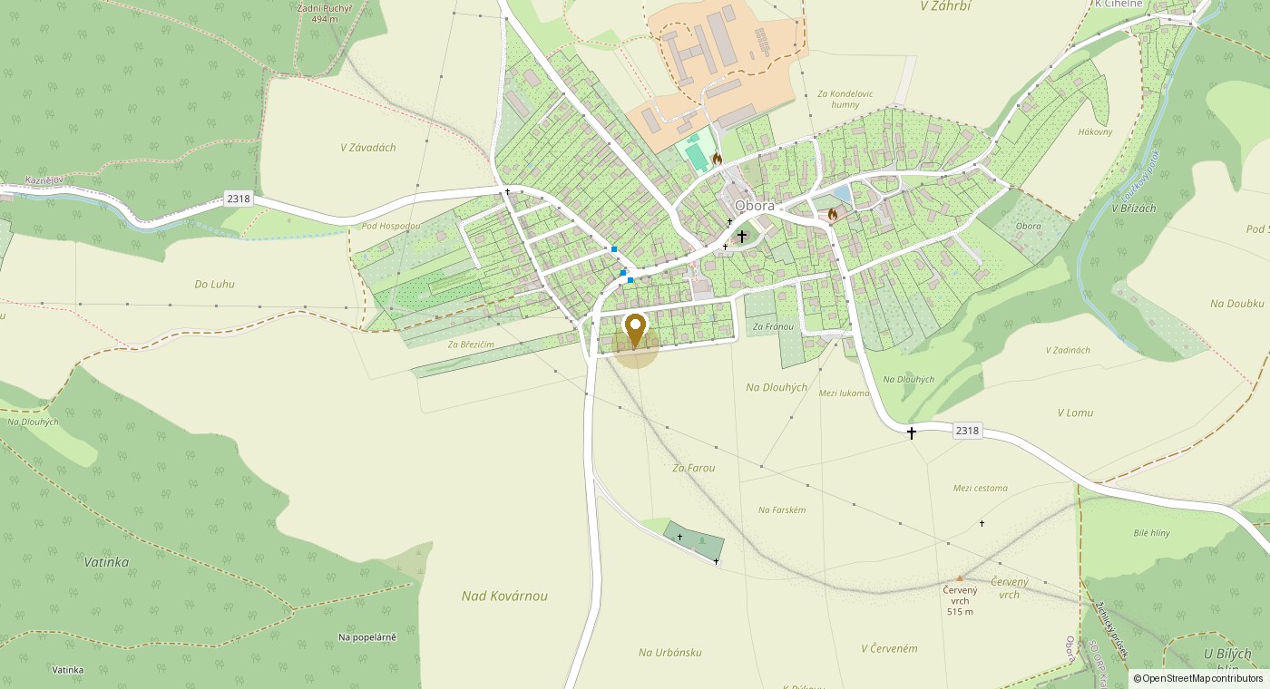 Mapa s vyznačenou adresou Obora 165, 331 51